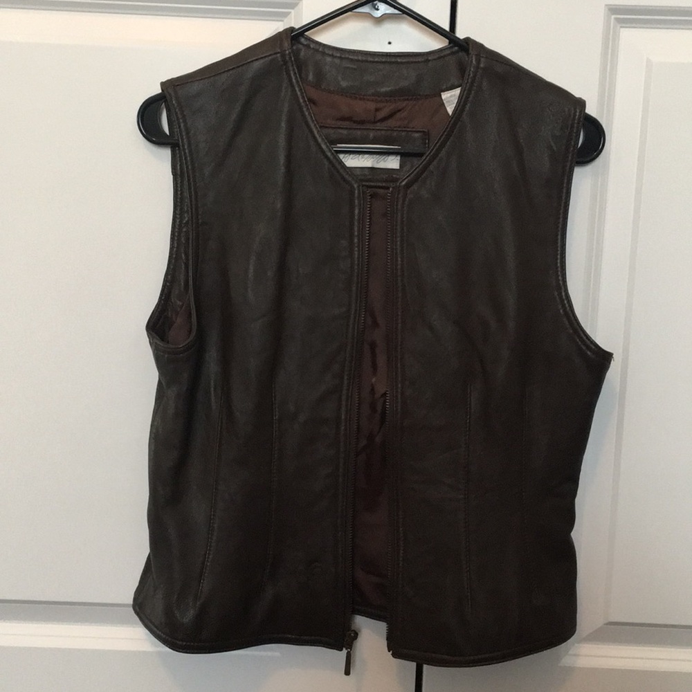 Chocolate Brown Leather Vintage Vest